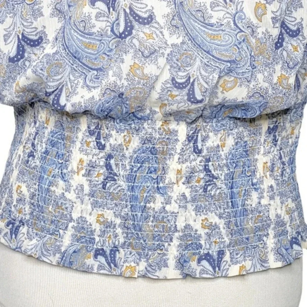 Maison‎ D'Amelie Paisley Sleeveless Ruffle Blouse Top Size Large